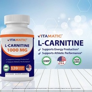 ORIGINAL | ONHAND | L-Carnitine Fumarate 1000mg Puritans Pride 90 Caplets and Vitamatic 120 Capsu He