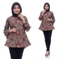 Baju Batik Wanita Atasan Blus Batik Pekalongan Murah Lengan Tiga Perempat Motif Terbaru Adem New Mod