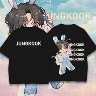 [100% Cotton] POP NEW BTS Jungkook Dewasa Baju T-Shirt  Cartoon Jungkook Pure Cotton Printed Short S