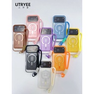 3in1 Case for Samsung S24 Ultra Magsafe Card Premium Strap Case Full Cover Support Magsafe