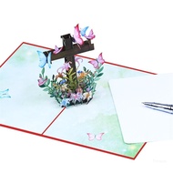 Top Crosses 3D Popup Greeting Card Religious Congratulation  Easters Card with Envelope Christmas Th