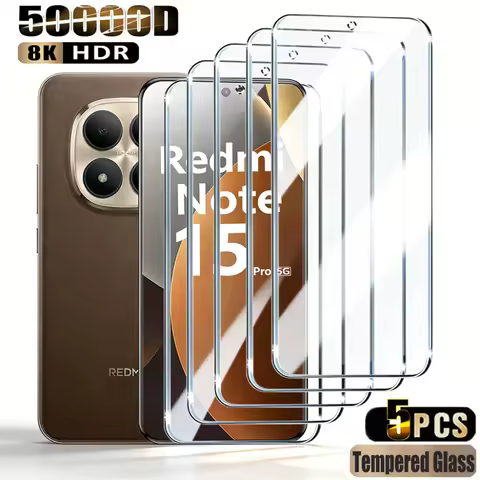 5PCS HD Screen Protectors For Xiaomi Redmi Note 15 Pro 5G Note 14 4G 14S 13 12 11 Pro Plus Tempered 