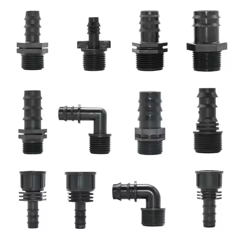 2pcs 1/2" 3/4" 1" Thread To Barb 16mm 20mm 25mm 32mm PE Hose Connector Adapter Gagriculture Irrigati