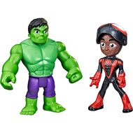 Spider-Man Marvel Spidey and His Amazing Friends Hero Reveal 2-Pack, -Action Figures, -Mask Flip Feature, Miles Morales and Hulk