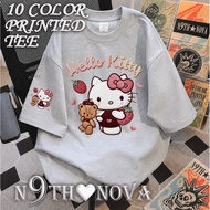 24H SHIP N9THNOVA Sweet Sukisilk Casual T-Shirt Strawberry Print with Bear Hug