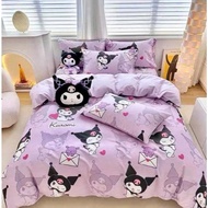 Bedding Set 3 Piece Without Poly Cotton Blanket, Mattress Cover 2–10cm, Kuromi Model, Size From 1m2 