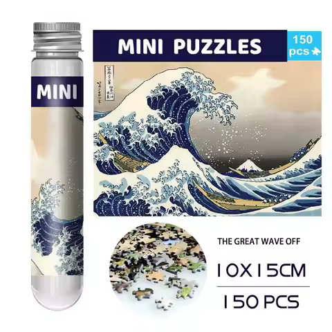150pcs Jigsaw Puzzle Test Tube Van Gogh Sunflower Japan The Great Wave Off Kanagawa Famous Oil Paint