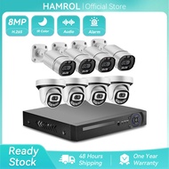 Hamrol POE Security Camera System 8CH 4K 8MP POE NVR Kit Audio Motion Detect Outdoor CCTV Video Surv