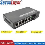 POE Switch 1 SC 4 RJ45 Fiber connector to 4 10/100/1000M ethernet ports 5 port media converter