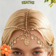 KEATHS Sequins Head Chain, Diamond-studded Tassel Design Tassel Conch Headband, Fashion Bohemia Glam