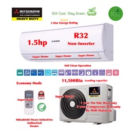 Mitsubishi 1.5hp R32 Non Inverter Aircond SRK12CXP &amp; SRC12CXP Mitsubishi Heavy Industries R32 1.5hp Non Inverter Air conditioner