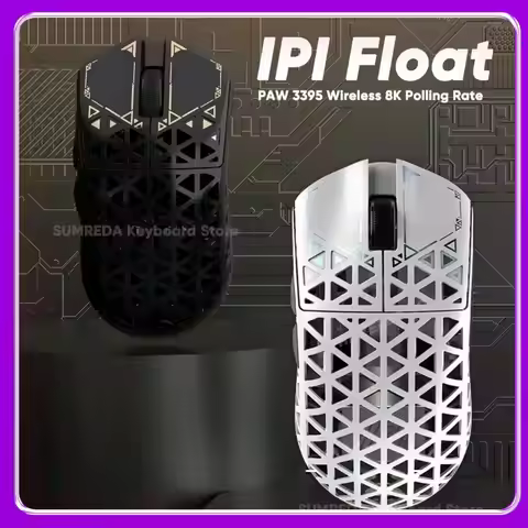 Ipi Float Paw3395 Mouse Tri Mode 8K Wireless Mouse Fps Hollow Out Carbon Fibre Lightweight Gamer Mic