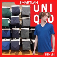 Original Tshirt Uniqlo man V Neck t shirt kosong lelaki biru hitam putih