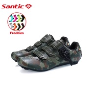 Santic รองเท้าปั่นจักรยานผู้ชายรองเท้าจักรยานเสือหมอบระบายอากาศสีอำพรางรองเท้าปั่นจักรยาน WMS17004