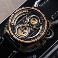 TACS ATL 復古黑金雙鏡頭自動錶 Automatic Twin Lens Retro Gold 2002B 黑色皮帶 全新 現貨