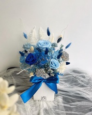 伊登花室 永生玫瑰 繡球花 方白瓷乾燥桌花