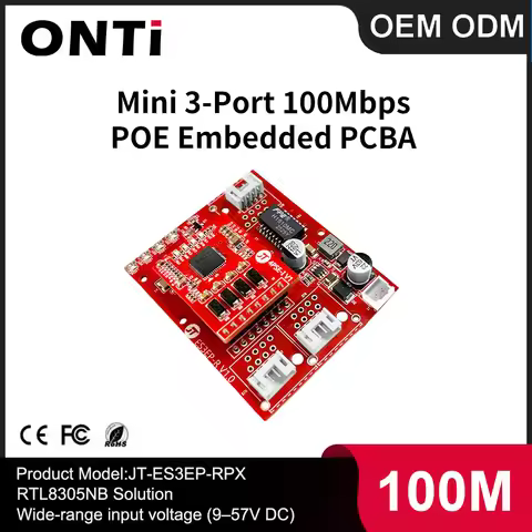 PoE Ethernet Module ONTi Mini 3-ports 10/100Mbps Gigabit PoE Ethernet switch PCBA for Embedded Integ