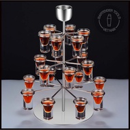 Giá inox đỡ ly shot B52 (25ml) 3 tầng 20 ô