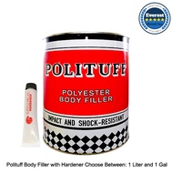 Polituff Body Filler with Hardener - Choose Size = 1 Liter / 1 Gallon +