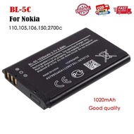 BL-5C Battery For Nokia 105  106  110  150  2700c 1020mAh Rechargeable Li-Ion Battery. .