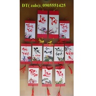 10 Thiệp mini trang trí kích thước 10cm x 20cm có chữ. Giấy viết thư pháp.