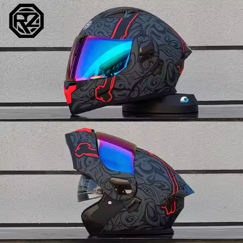 ORZ Personalised Motorcycle Full Face Helmet Men Women Fashion Dual Lens Helmets Motocross Racing Mo