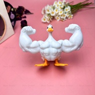 1pc Funny And Cute Muscle Duck Figurine, Orange And White Color, Exaggerated Styling, 3D Desktop Dec