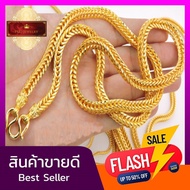 ใหม่ !! สร้อยคอลายสี่เสา ชุบทองแท้ 24 K  น้ำหนัก 5 บาท ยาว 26 นิ้ว