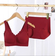 SecretWorld2203 - All in one (Claret) - Clouds bra seamless lingerie set (Free size: 40-70kg/ 32-38A