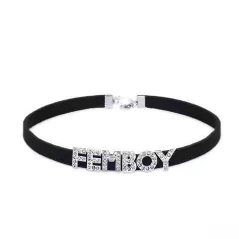 Custom Letters FEMBOY Choker Necklace Men Women DIY Customized Name Collar Suede Leather Cosplay Cho