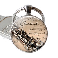 Musical Instrument Clarinet Guitar Flute Violin Music Key Chain Pendant Music Note Keychain Key Ring