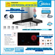 Midea Cooker Hood MCH-90M80AT 90cm T-Shape Hood (2000m³) + Midea Electric Hob MC-IHD361 Built-in Ind
