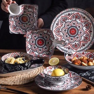 Vintage Moroccan Ceramic Tableware Serving Plate Handle Dinner Salad Dessert Soup Bowl Servinig Bow