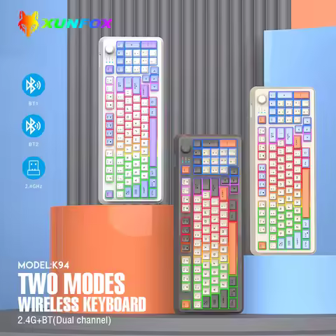 Wireless Keyboard Spanish Russian Arabic Korean Keyboard Mouse Kit Bluetooth 2.4G Type C RGB Light 9