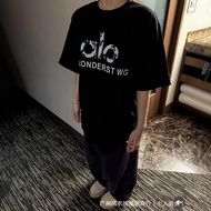 ALO's New Lazy Style Printed Men's and Women's Loose Short Sleeved T-shirt Trendy Brand