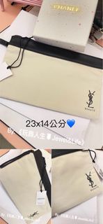 彩妝專櫃贈品💙YSL 黑米色拼接 帆布化妝包 手拿包