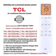 Original TCL air Conditioner Remote Control 22013-002425 776FH Suitable TAC-09CSD/XAB1