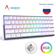 KEMOVE Snowfox DK61 60% Wireless Mechanical Gaming Keyboard Bluetooth 2.4G/Type-C/Bluetooth 5.0RGB Wireless Gaming Mini Keyboard