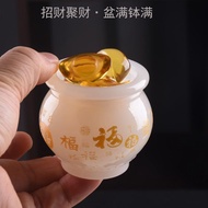 Color Glass Jade Cornucopia Small Size Rice Cylinder Fortune Cylinder Fortune Cylinder Living Room O
