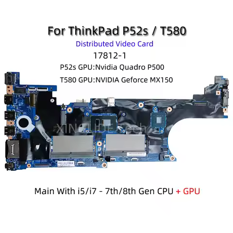 17812-1 For Laptop ThinkPad P52s T580 Motherboard I5-8250U 8350u I7-8550U 8650U CPU Notebook Mainboa
