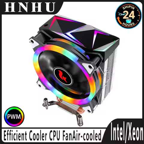 HNHU Air-Cooled Processor Intel i5 i7 i9 X99 CPU Fan 120mm 4pin/PWM 4/6 Heat Pipe Cooler Compatible 