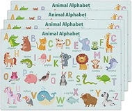 Animal Alphabet Placemats Set of 4, Toddler Placemats for Dining Table, Washable Heat Resistant Plac