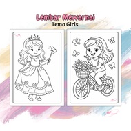 1 - 50 Sheets of Girls Theme Coloring A5 Paper Size A4 80g