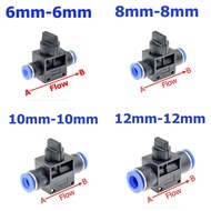 Air Pneumatic Hand Valve Fitting 10mm 8mm 6mm 12mm OD Hose Pipe Tube Push Into Connect T-joint 2-Way Flow Limiting Speed Control