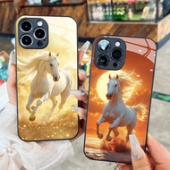 White Horse Underwater Glass Case for iPhone 17 16 15 14 13 12 11 8 7 6 6s 6p 7p 8p 6g 7g 8g Pro Max