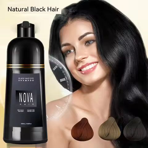 1/2/3PCS Black Hair Dye Shampoo Nova Hair Instant Dye Shampoo,Hair Dye Coloring For Gray Hair Long L