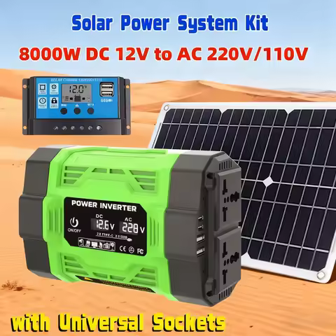 8000W Solar Power Kit with Inverter Charger, Ideal for Whole House Backup, Remote Living, and Emerge