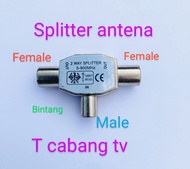 Splitter cabang T antena TV 2 way