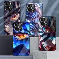 demon slayer Akaza 02 Glass Phone Case For IPhone 16 15 14 13 12 11 Pro XR XS Max Plus Mini X XR 8 7