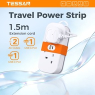 TESSAN Travel Power Strip 1.5m 2m Extension Cord Extension Multi Plug Adapter with USB C Socket